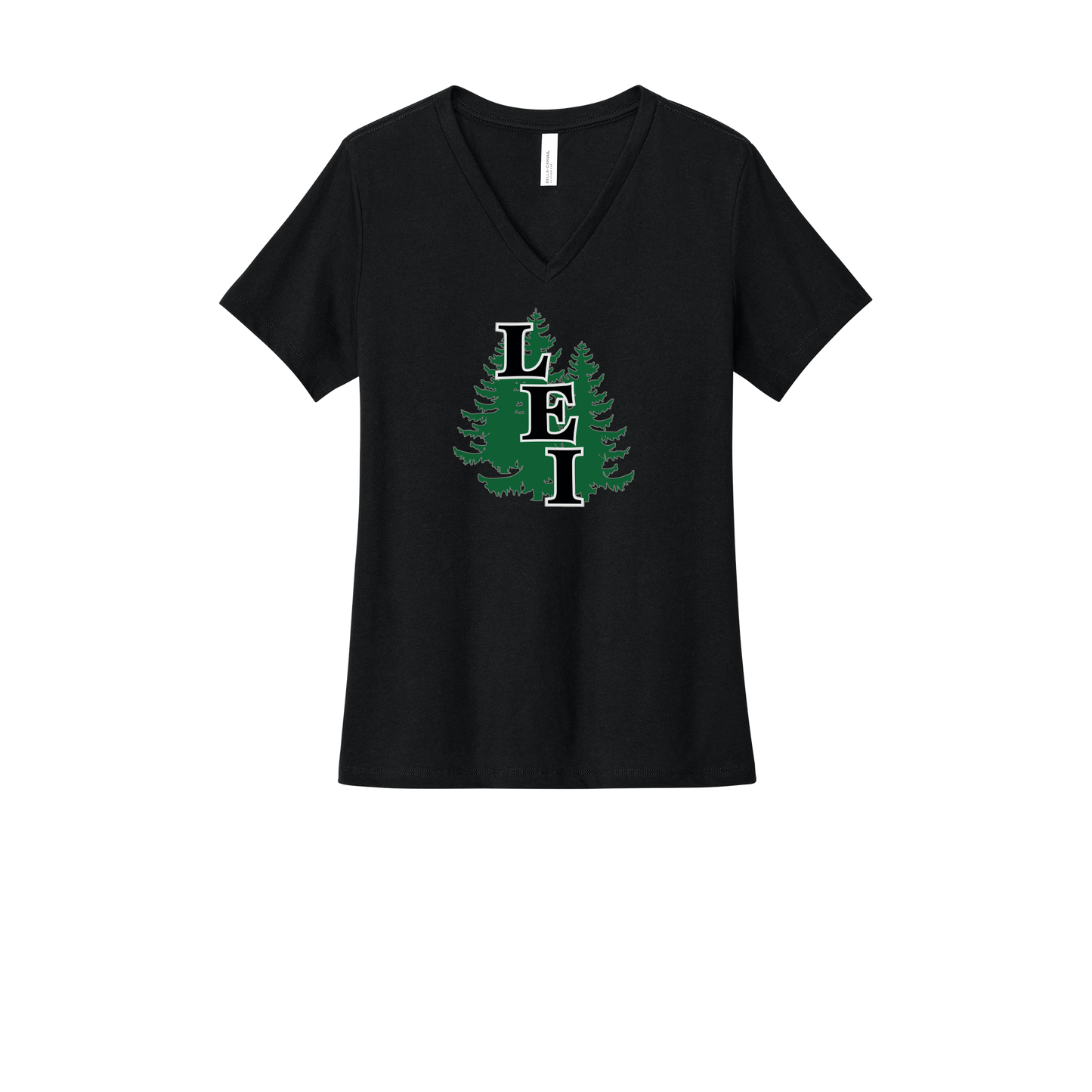 leisite-womens-relaxed-v-neck-tee-dtf-front-6405CVC-solidblackblend-flat-front