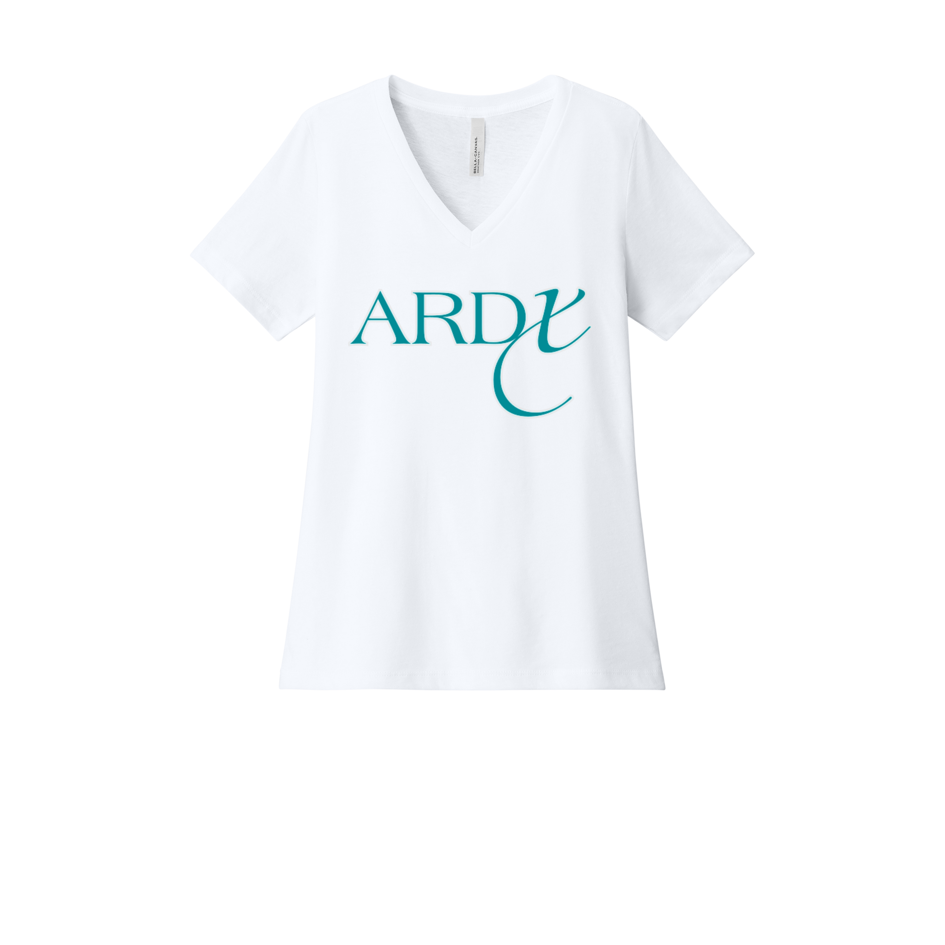 ardx-womens-relaxed-v-neck-tee-dtf-front-6405CVC-solidwhiteblend-flat-front