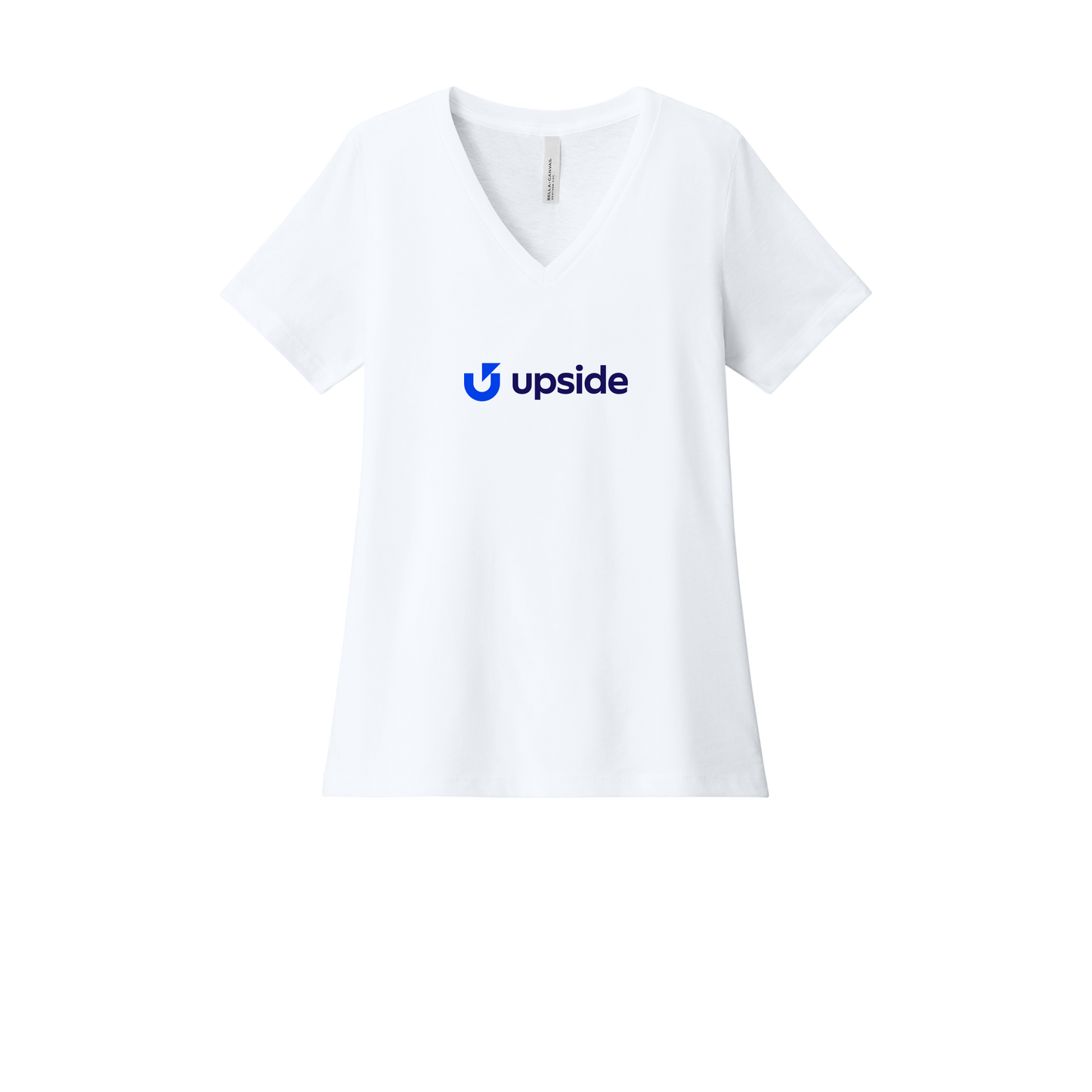 upside-womens-relaxed-v-neck-tee-dtf-front-6405CVC-solidwhiteblend-flat-front