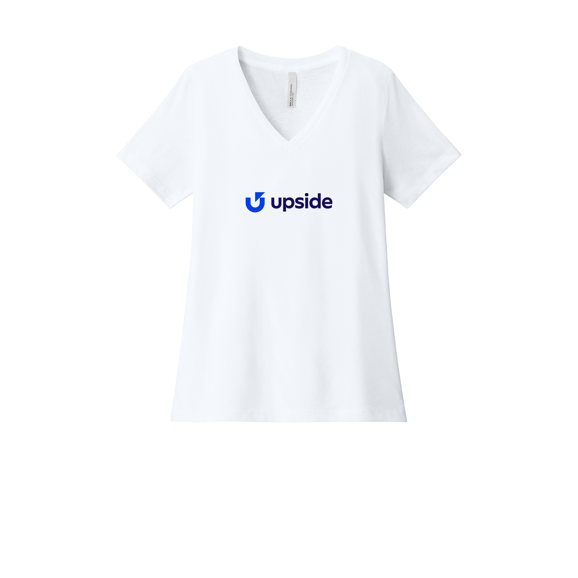 upside-womens-relaxed-v-neck-tee-dtf-front-6405CVC-solidwhiteblend-flat-front