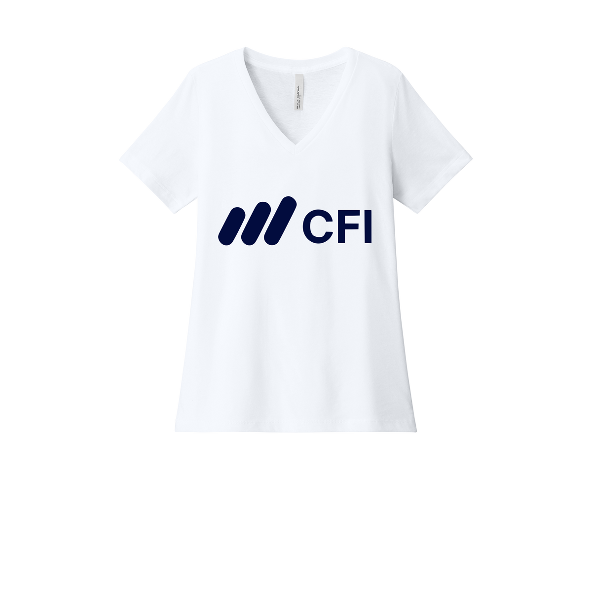 corporatefinanceinstitute-womens-relaxed-v-neck-tee-dtf-front-6405CVC-solidwhiteblend-flat-front