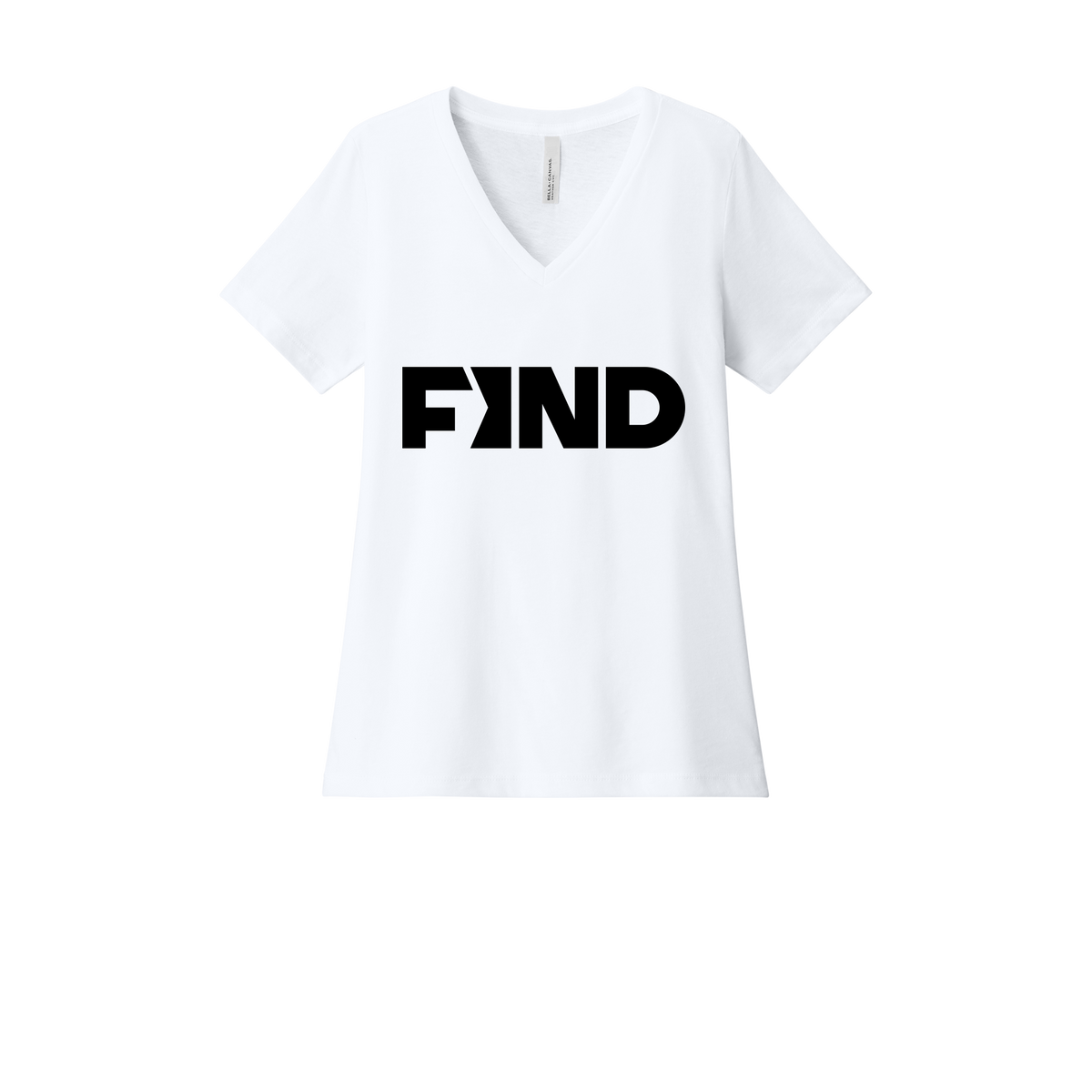 findrealestate-womens-relaxed-v-neck-tee-dtf-front-6405CVC-solidwhiteblend-flat-front