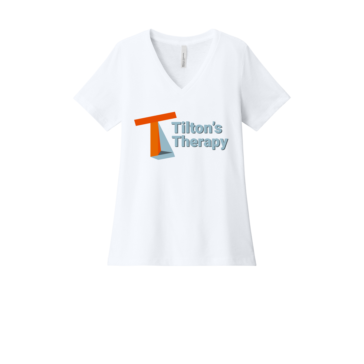 tiltonstherapy-womens-relaxed-v-neck-tee-dtf-front-6405CVC-solidwhiteblend-flat-front