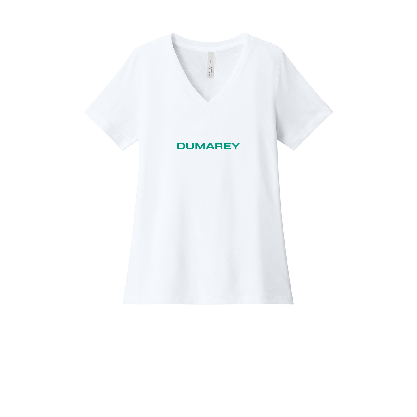 dumarey-womens-relaxed-v-neck-tee-dtf-front-6405CVC-solidwhiteblend-flat-front