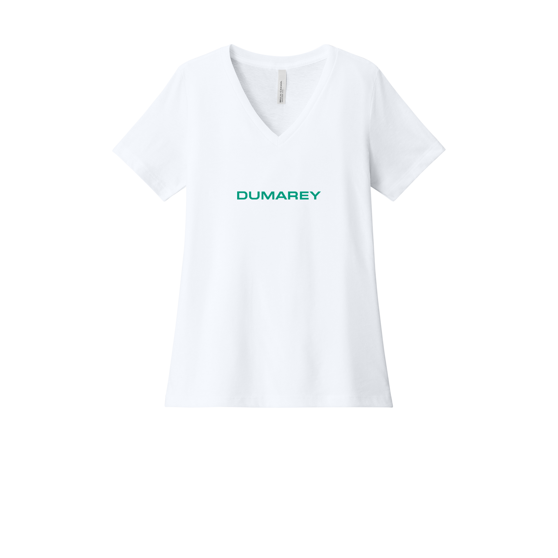 dumarey-womens-relaxed-v-neck-tee-dtf-front-6405CVC-solidwhiteblend-flat-front