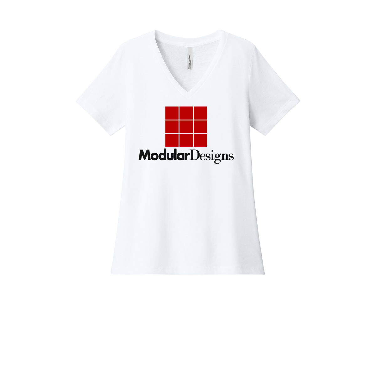 modulardesignsflooring-womens-relaxed-v-neck-tee-dtf-front-6405CVC-solidwhiteblend-flat-front