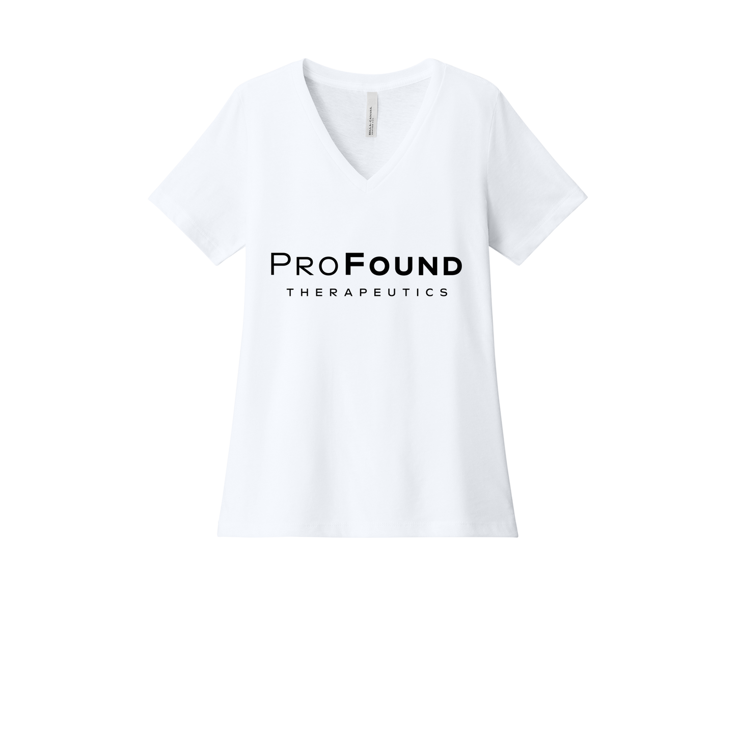 profoundtx-womens-relaxed-v-neck-tee-dtf-front-6405CVC-solidwhiteblend-flat-front