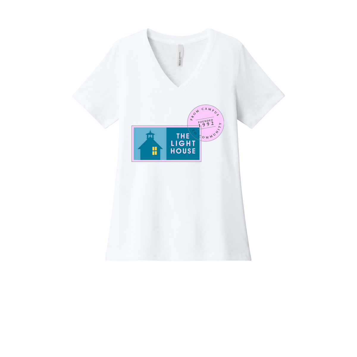 lhcampus-womens-relaxed-v-neck-tee-dtf-front-6405CVC-solidwhiteblend-flat-front
