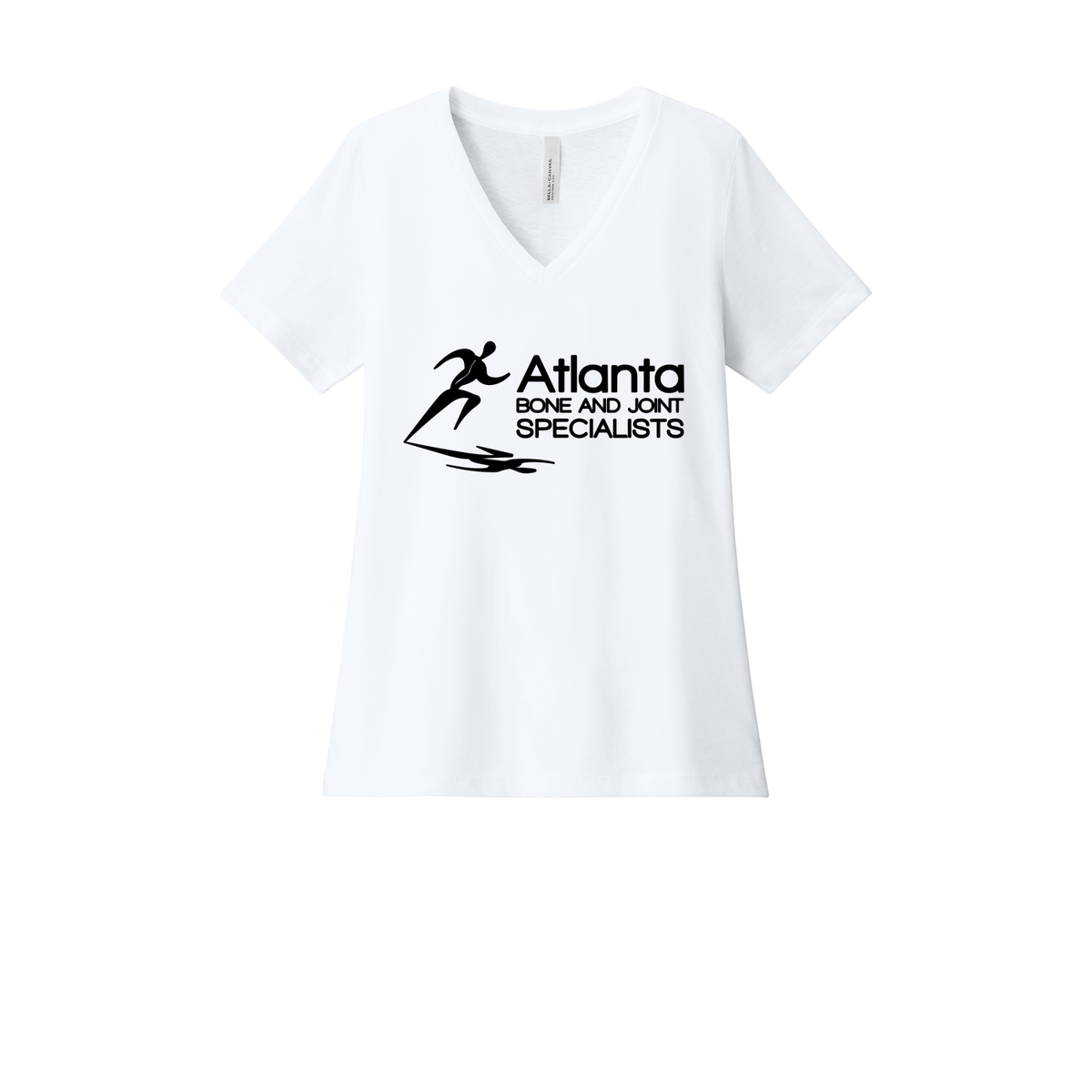 atlantaboneandjoint-womens-relaxed-v-neck-tee-dtf-front-6405CVC-solidwhiteblend-flat-front