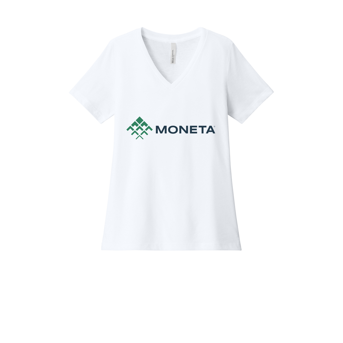 monetagroup-womens-relaxed-v-neck-tee-dtf-front-6405CVC-solidwhiteblend-flat-front