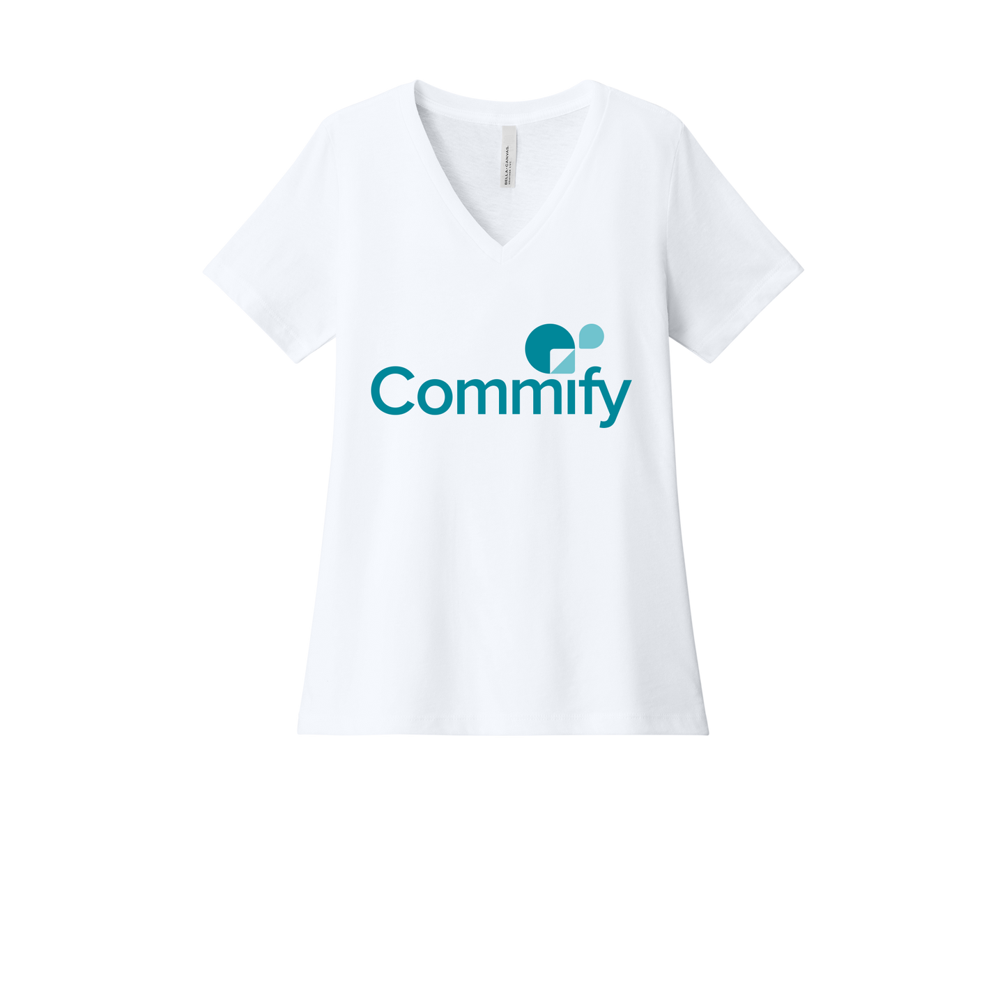 commify-womens-relaxed-v-neck-tee-dtf-front-6405CVC-solidwhiteblend-flat-front