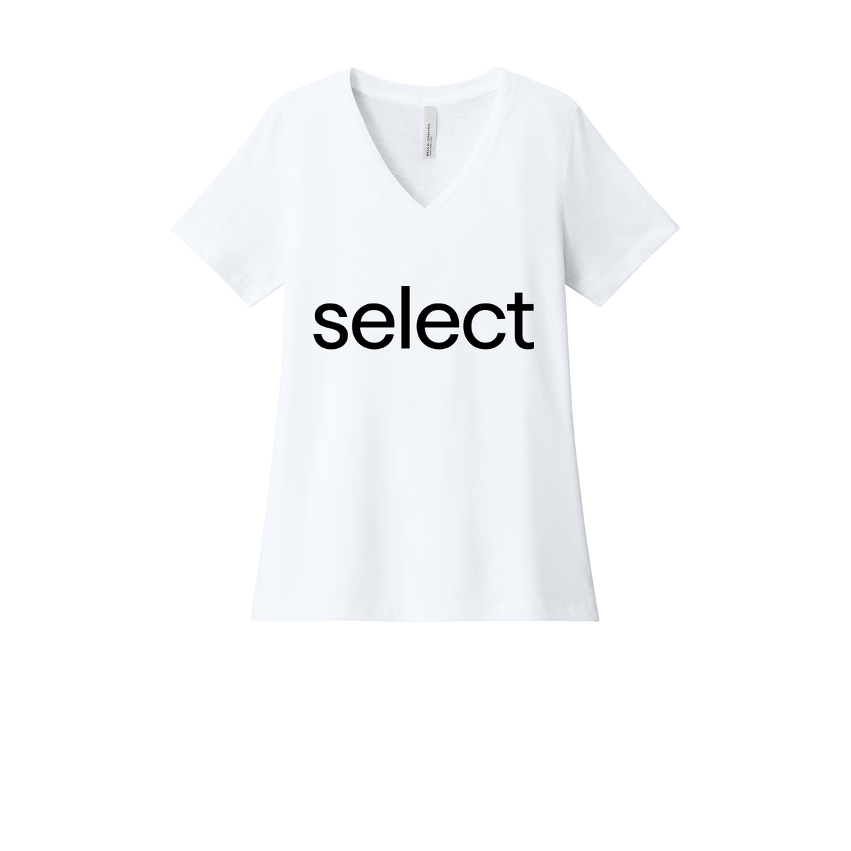 meetselect-womens-relaxed-v-neck-tee-dtf-front-6405CVC-solidwhiteblend-flat-front
