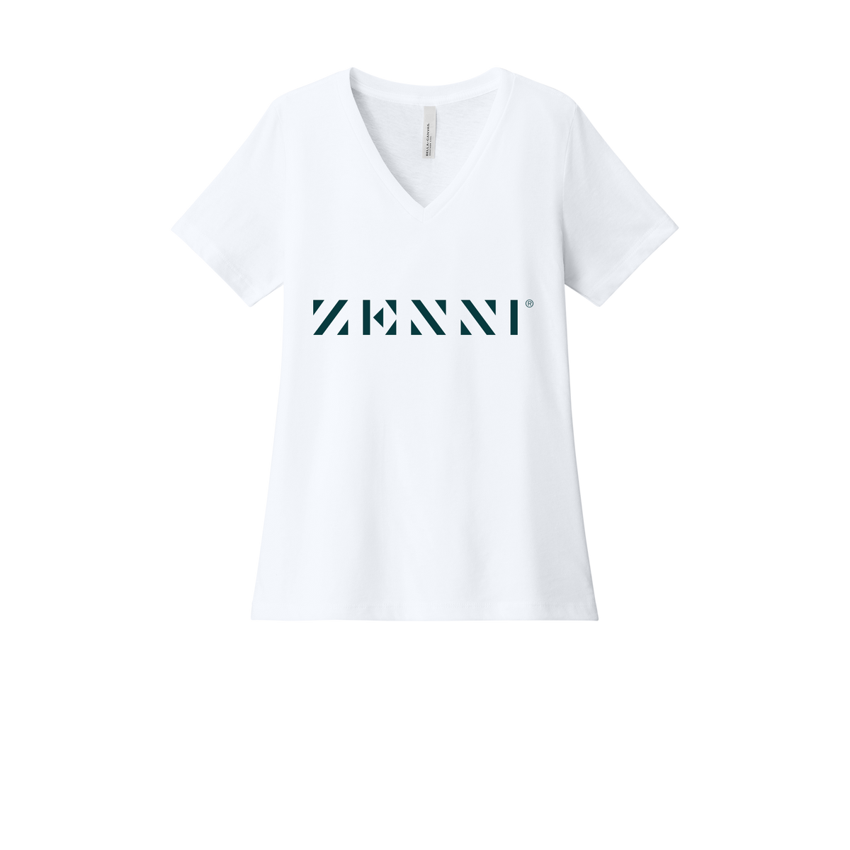 zennioptical-womens-relaxed-v-neck-tee-dtf-front-6405CVC-solidwhiteblend-flat-front