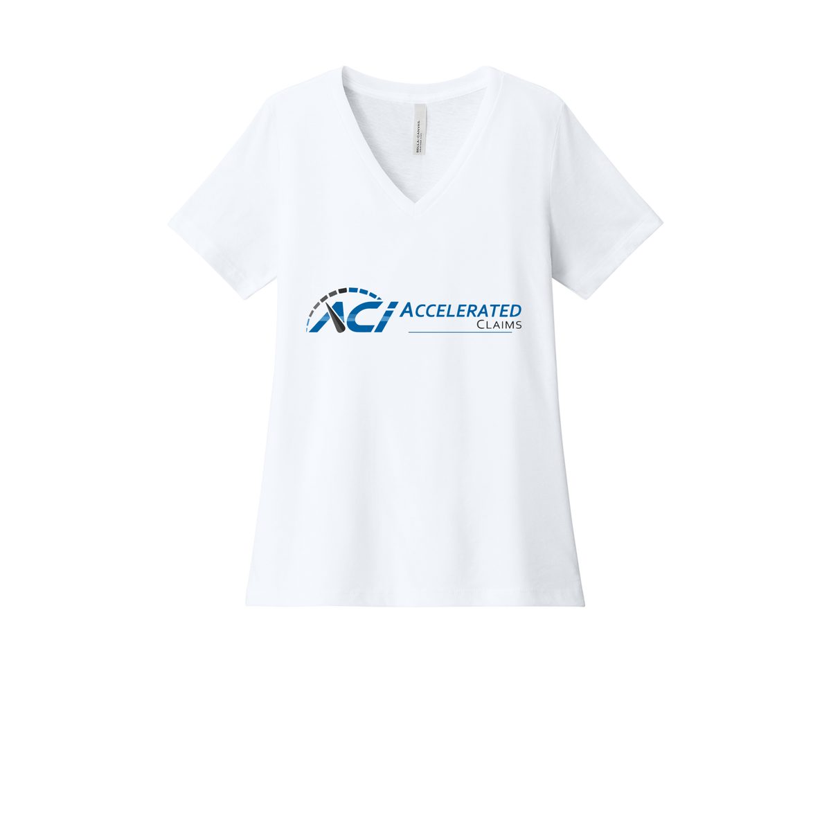 accelclaims-womens-relaxed-v-neck-tee-dtf-front-6405CVC-solidwhiteblend-flat-front