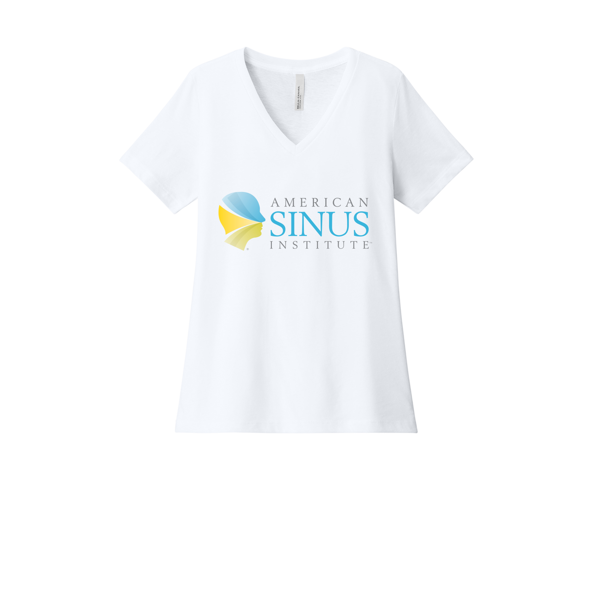 americansinus-womens-relaxed-v-neck-tee-dtf-front-6405CVC-solidwhiteblend-flat-front