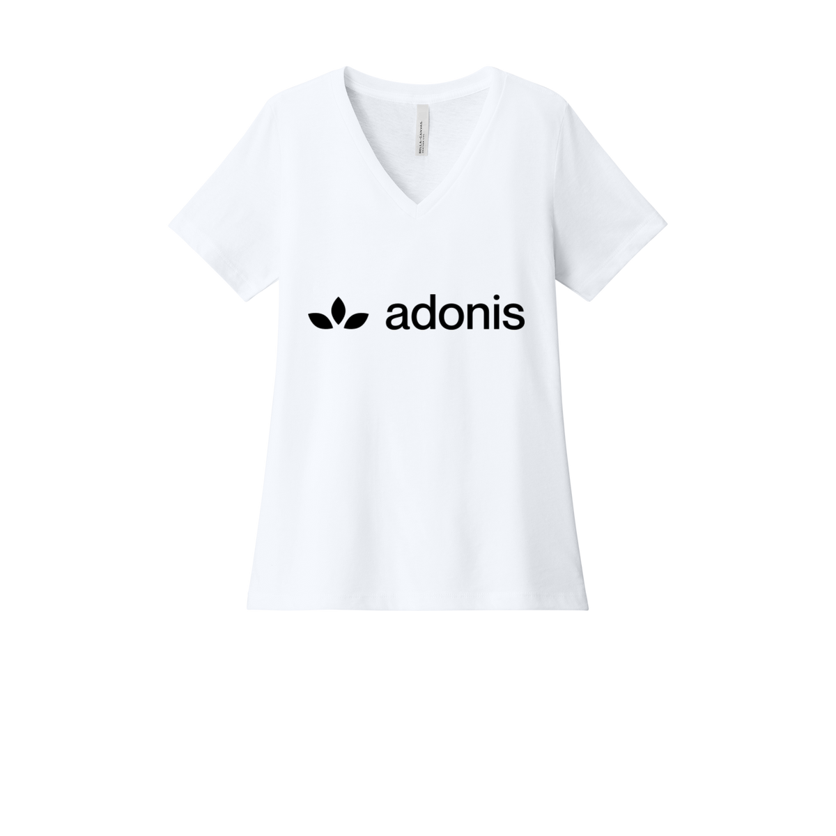 adonis-womens-relaxed-v-neck-tee-dtf-front-6405CVC-solidwhiteblend-flat-front