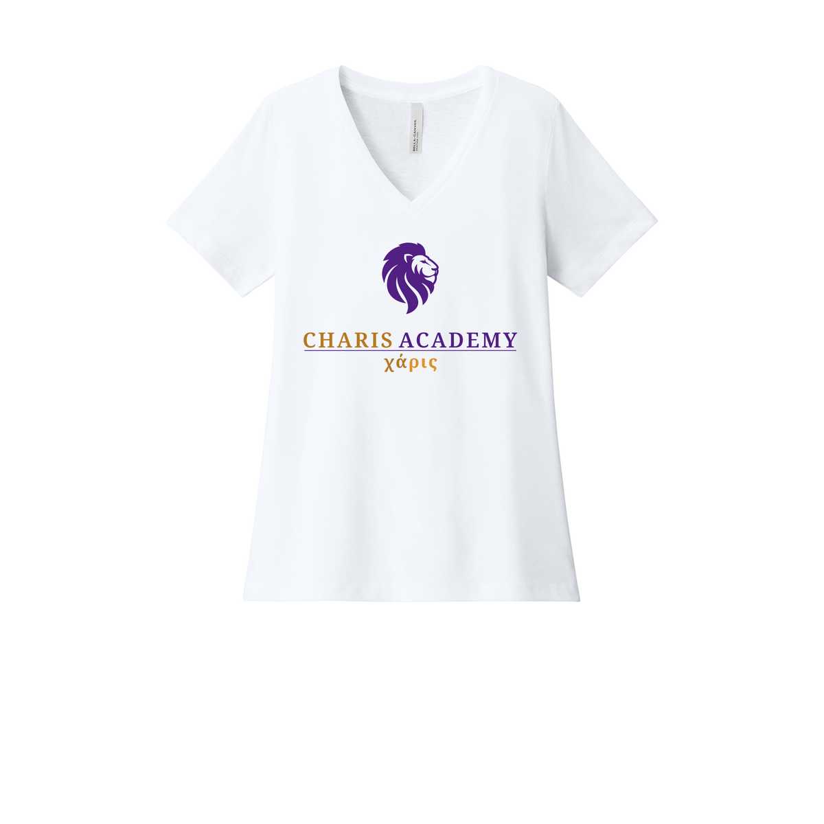 cahazleton-womens-relaxed-v-neck-tee-dtf-front-6405CVC-solidwhiteblend-flat-front