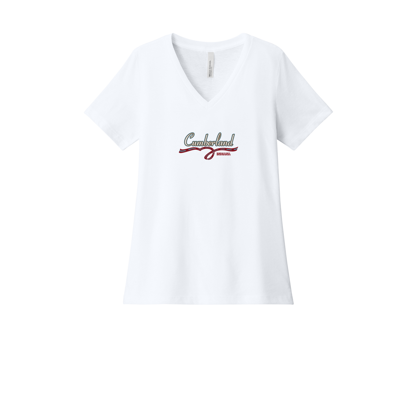 cumberland-womens-relaxed-v-neck-tee-dtf-front-6405CVC-solidwhiteblend-flat-front