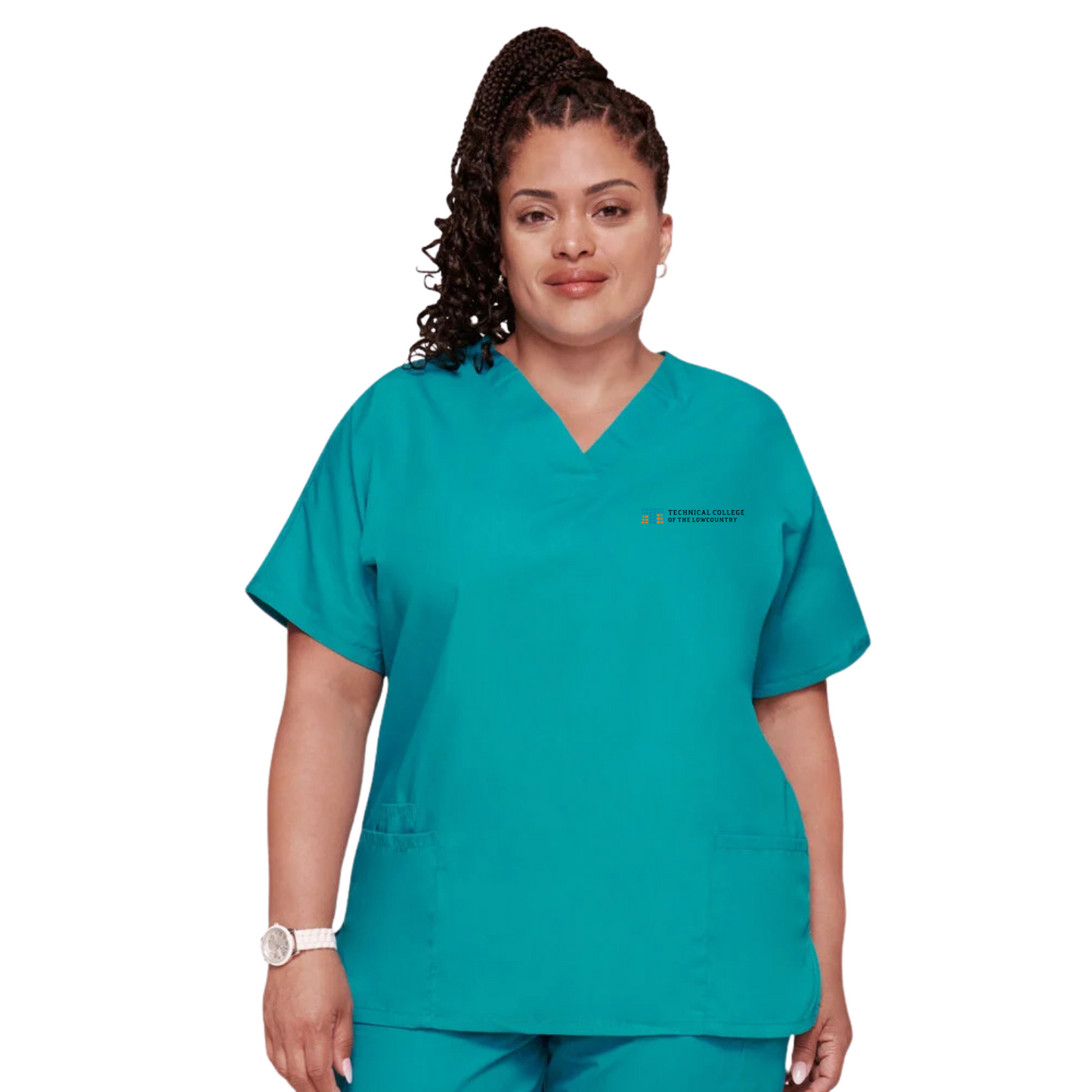 Women's V-Neck 2 Pocket Solid Scrub Top