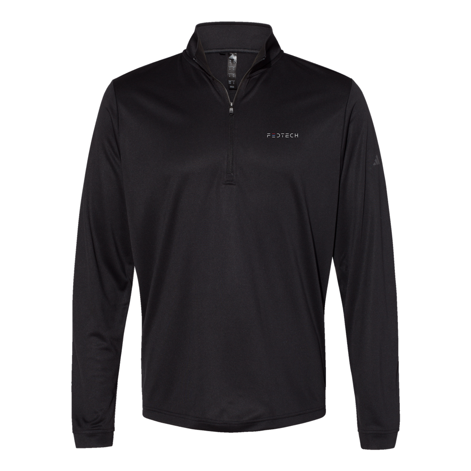 fedtech-adidas-quarter-zip-embroidery-leftchest-A401-black-flat-front