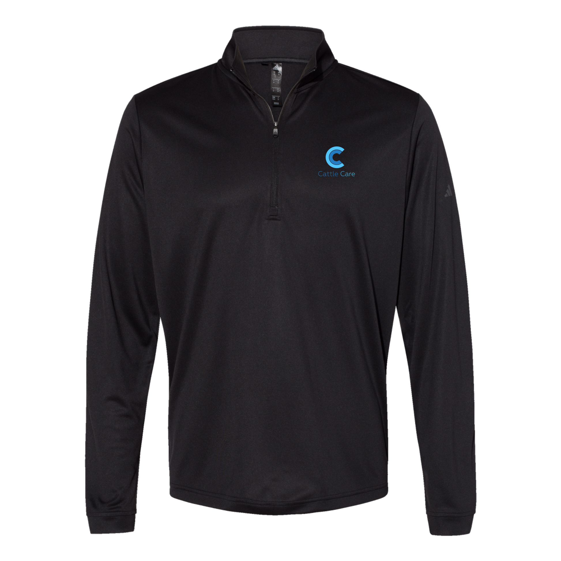 cattle-care-adidas-quarter-zip-embroidery-leftchest-A401-black-flat-front