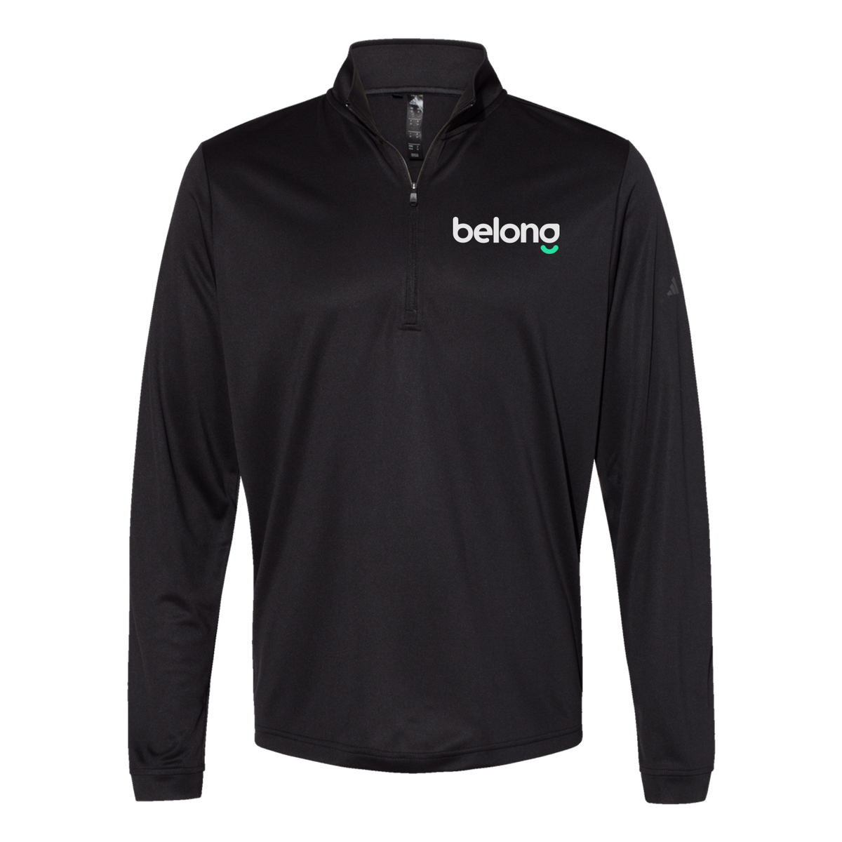 belonghome-adidas-quarter-zip-embroidery-leftchest-A401-black-flat-front