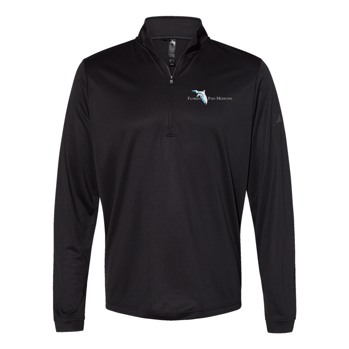 floridapainmedicine-adidas-quarter-zip-embroidery-leftchest-A401-black-flat-front