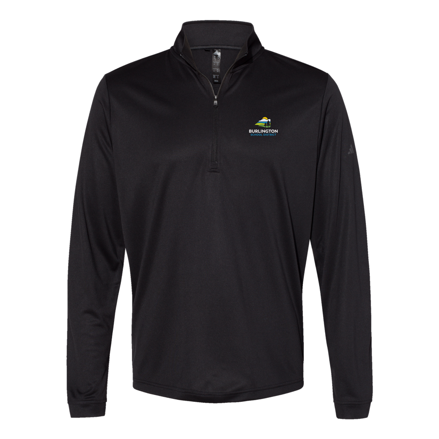 bsdvt-adidas-quarter-zip-embroidery-leftchest-A401-black-flat-front