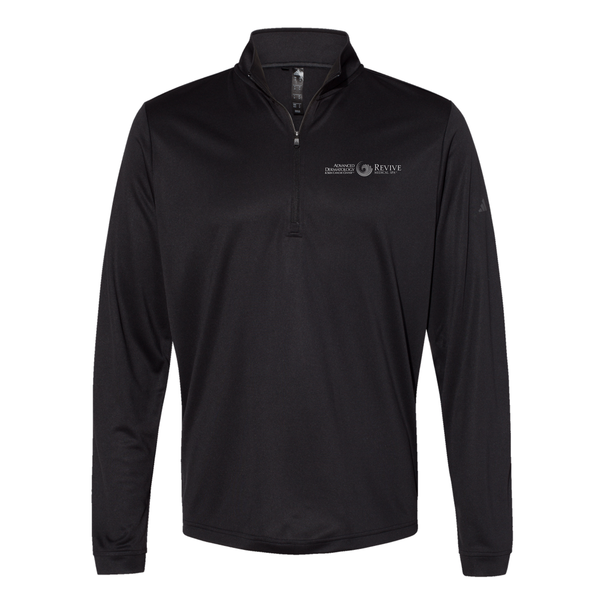 advancedskinmd-adidas-quarter-zip-embroidery-leftchest-A401-black-flat-front