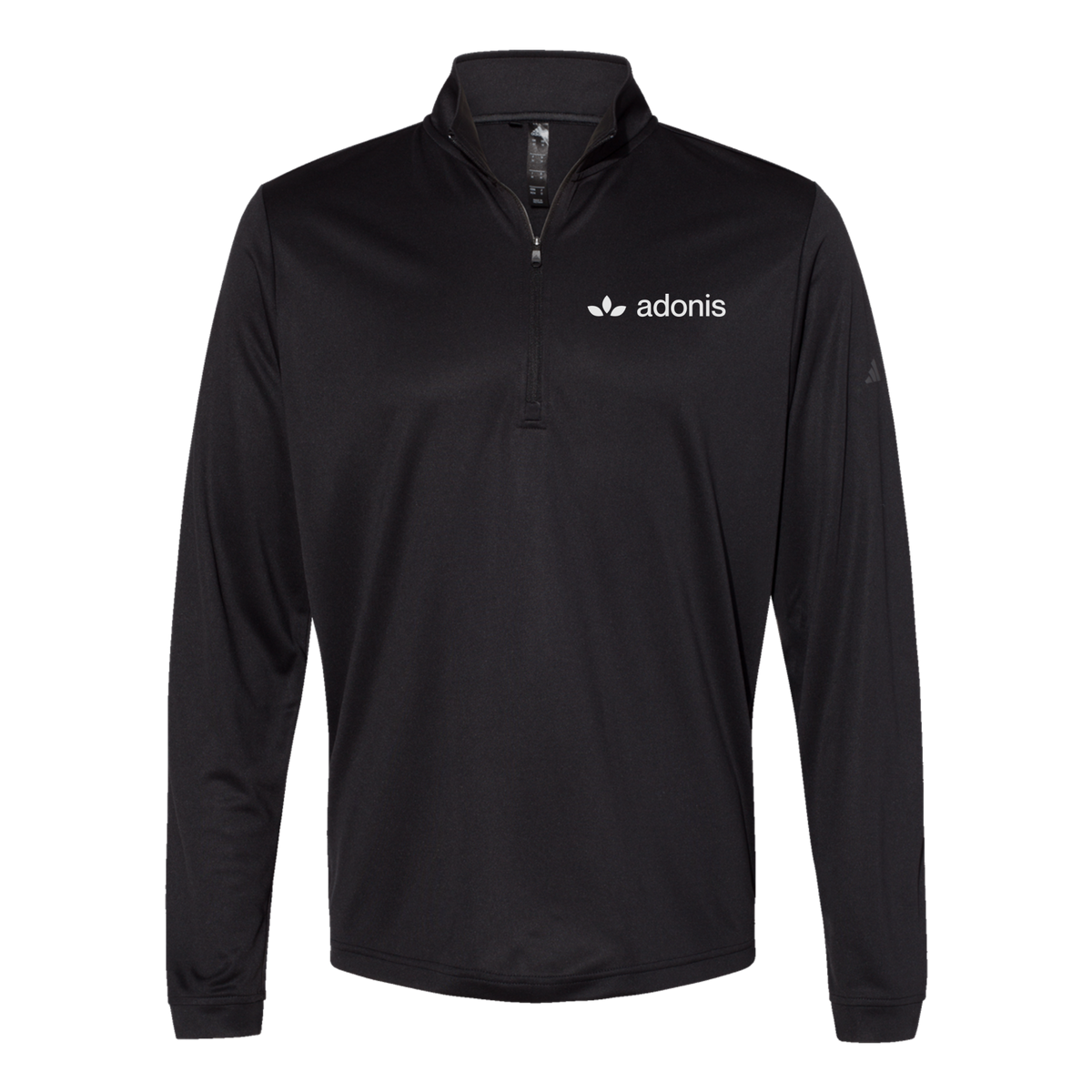 adonis-adidas-quarter-zip-embroidery-leftchest-A401-black-flat-front