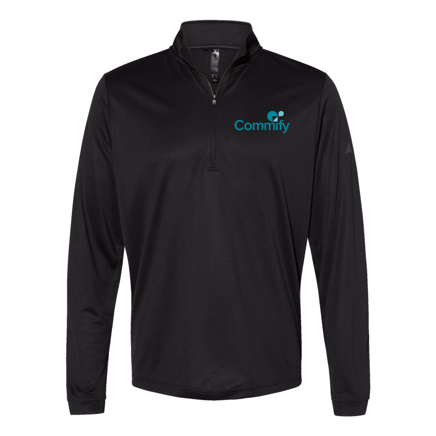commify-adidas-quarter-zip-embroidery-leftchest-A401-black-flat-front