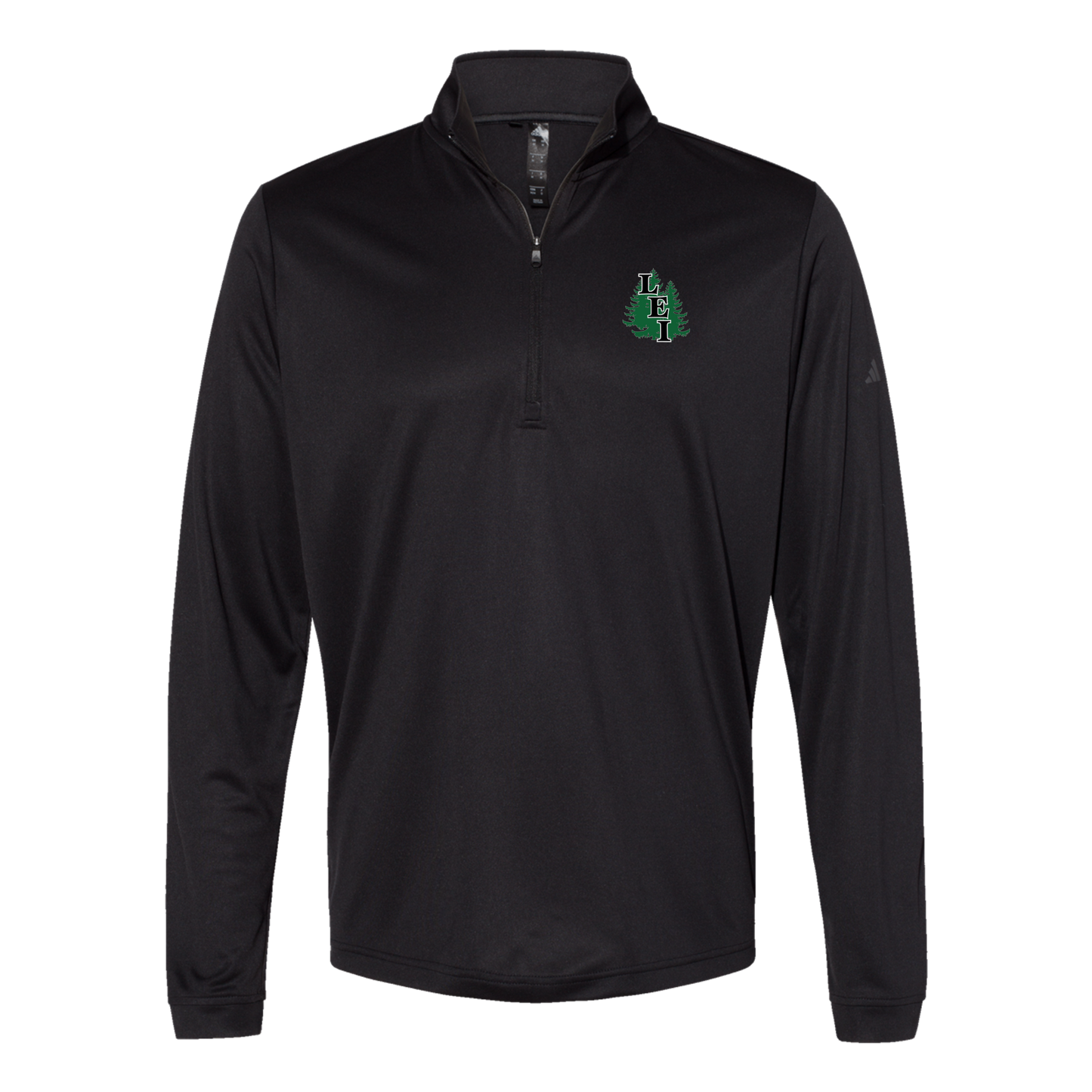 leisite-adidas-quarter-zip-embroidery-leftchest-A401-black-flat-front