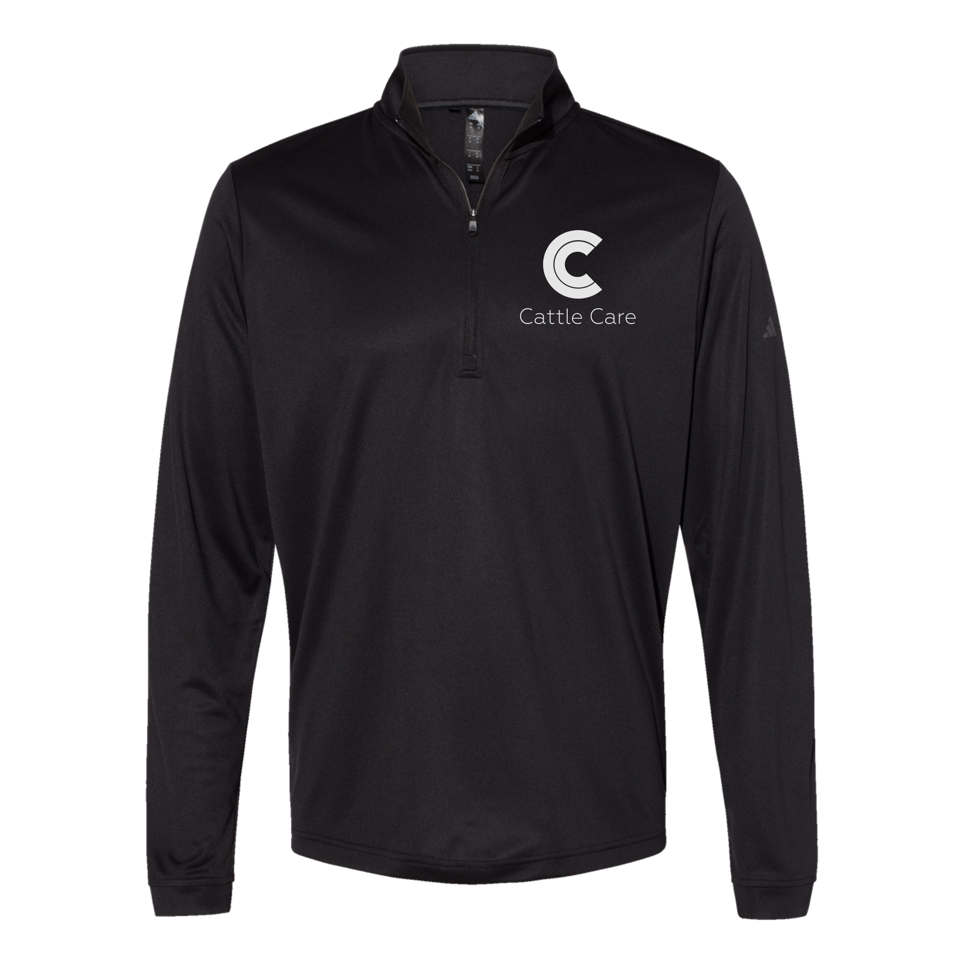 cattle-care-adidas-quarter-zip-embroidery-leftchest-A401-black-flat-front