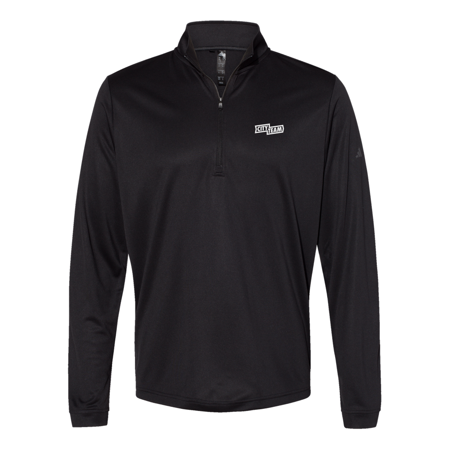 cityteam-adidas-quarter-zip-embroidery-leftchest-A401-black-flat-front