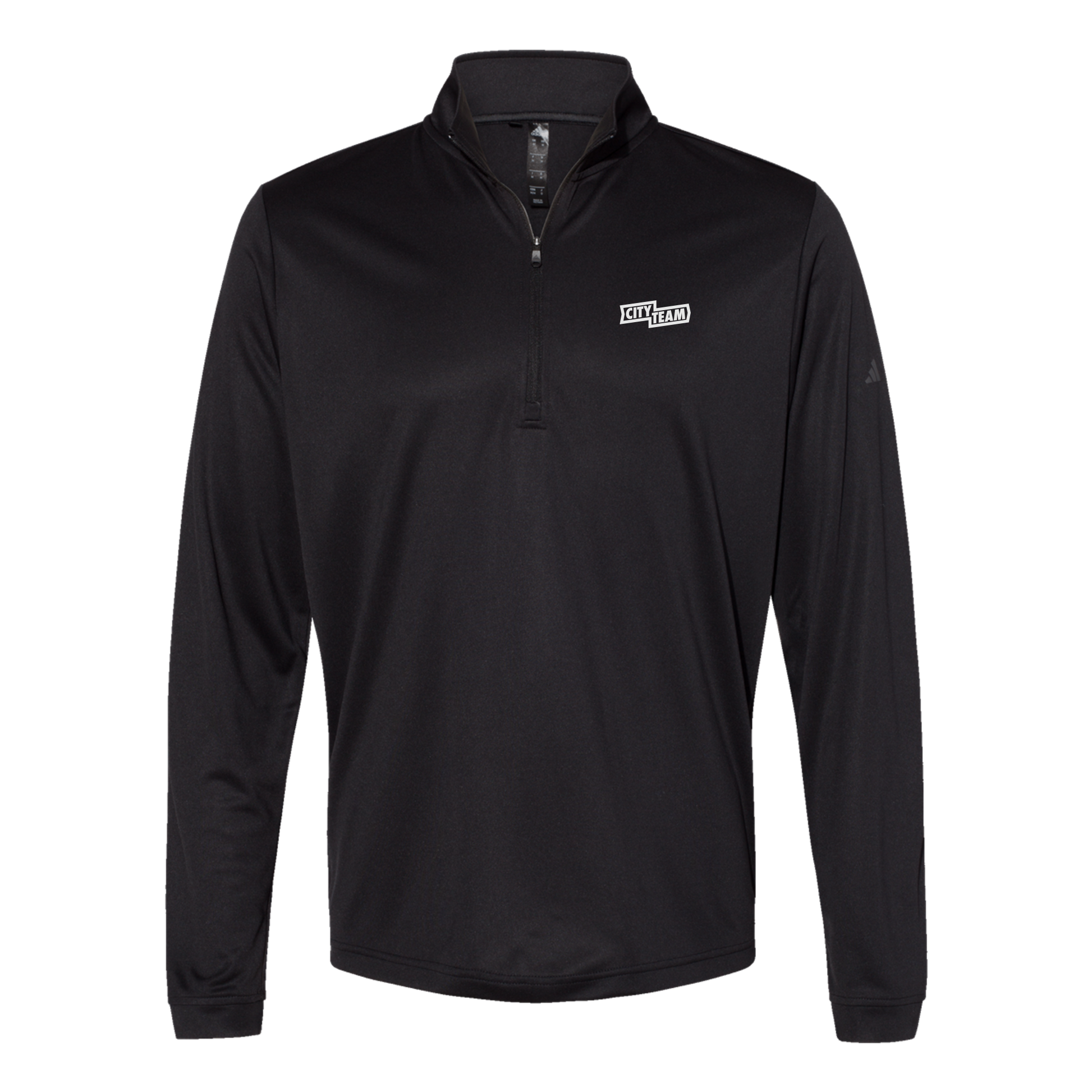 cityteam-adidas-quarter-zip-embroidery-leftchest-A401-black-flat-front