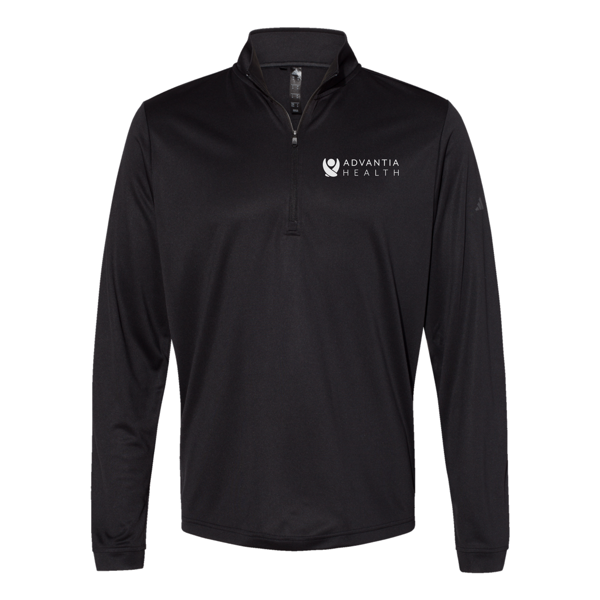 advantiahealth-adidas-quarter-zip-embroidery-leftchest-A401-black-flat-front