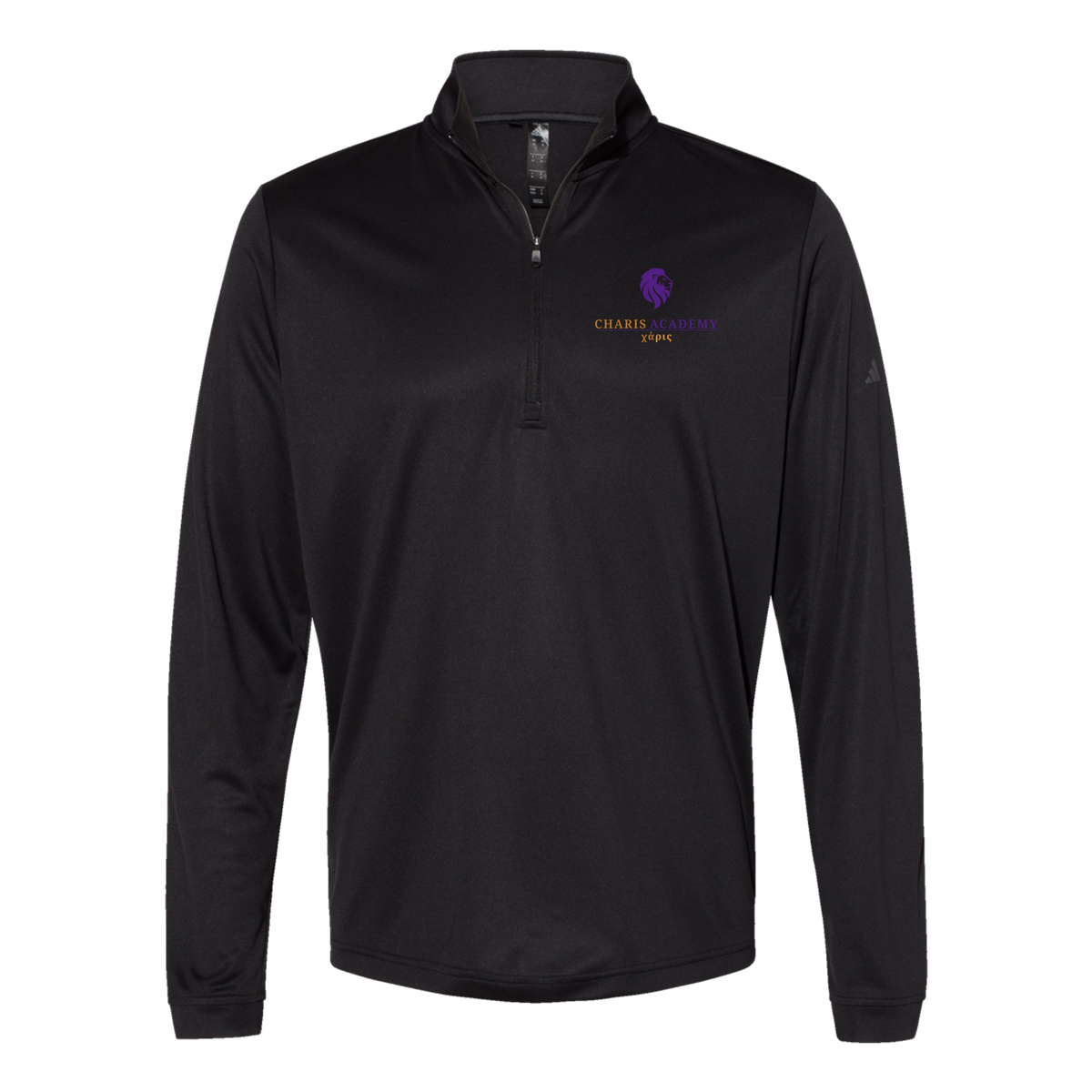 cahazleton-adidas-quarter-zip-embroidery-leftchest-A401-black-flat-front