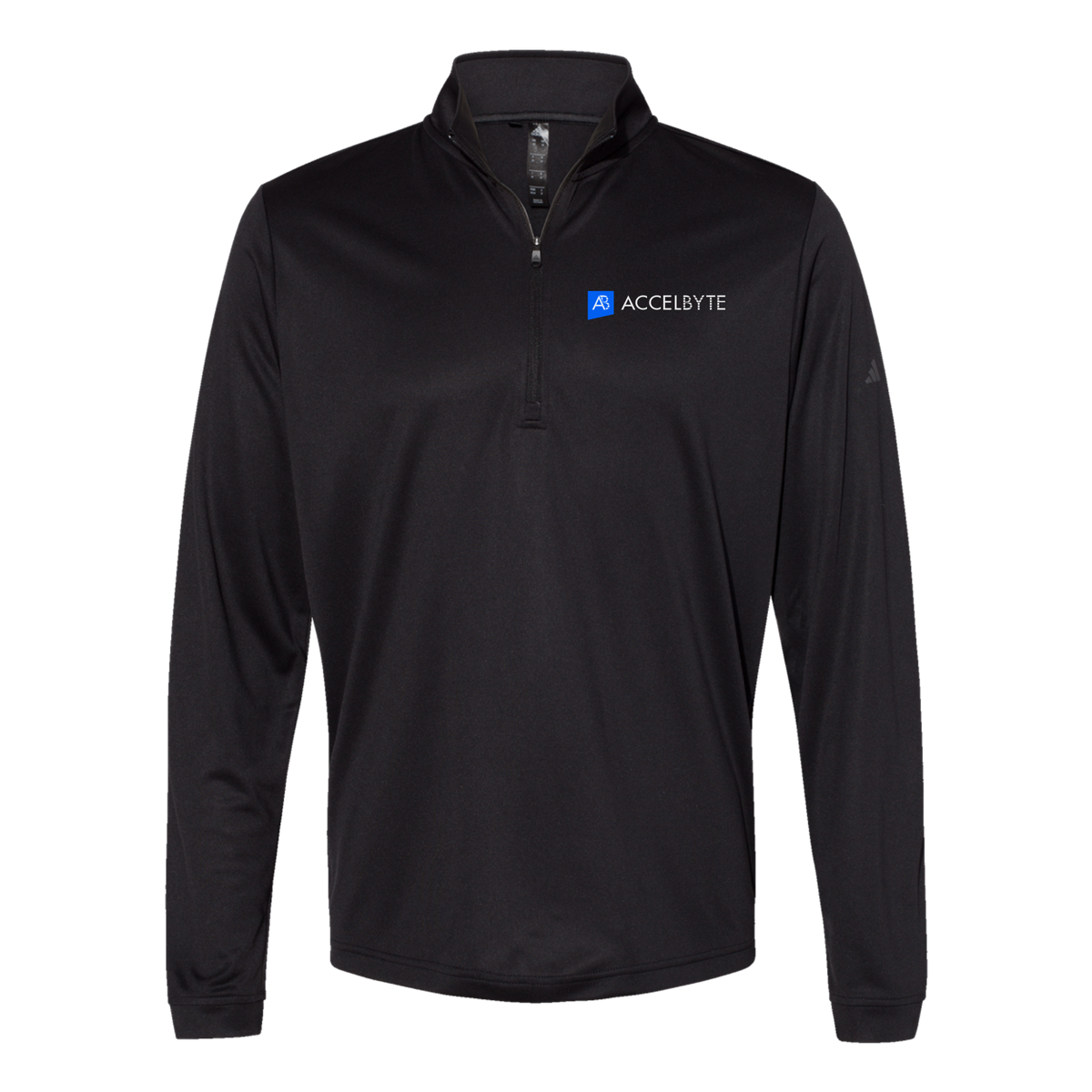 accelbyte-adidas-quarter-zip-embroidery-leftchest-A401-black-flat-front