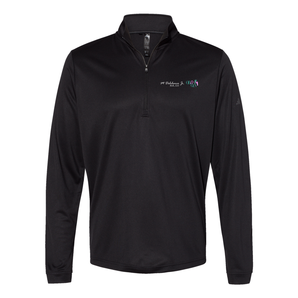 delcharco-adidas-quarter-zip-embroidery-leftchest-A401-black-flat-front