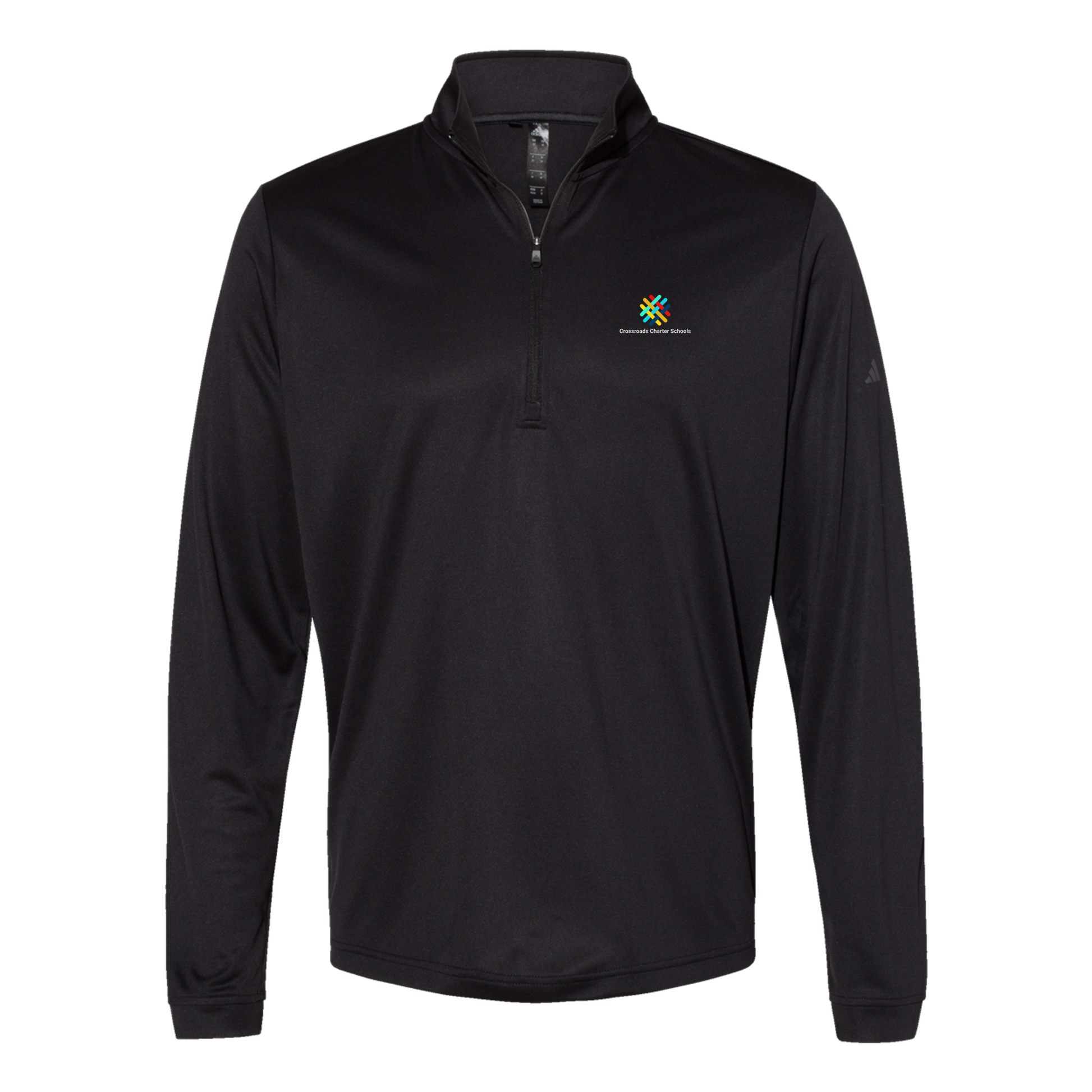 crossroadsschoolskc-adidas-quarter-zip-embroidery-leftchest-A401-black-flat-front