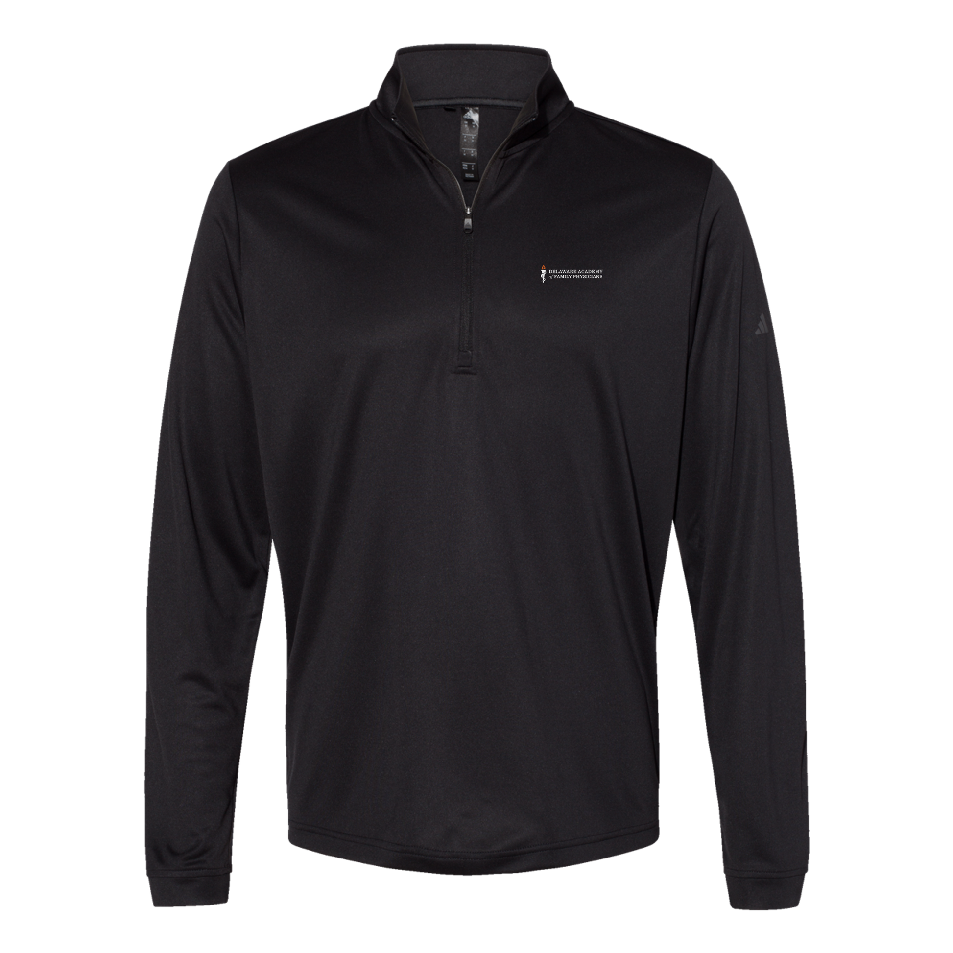 delfamdoc-adidas-quarter-zip-embroidery-leftchest-A401-black-flat-front