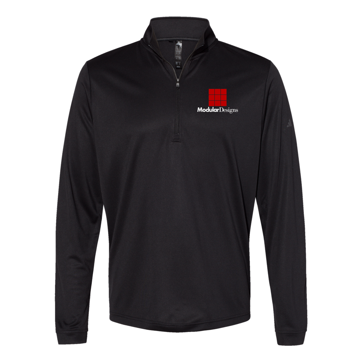 modulardesignsflooring-adidas-quarter-zip-embroidery-leftchest-A401-black-flat-front