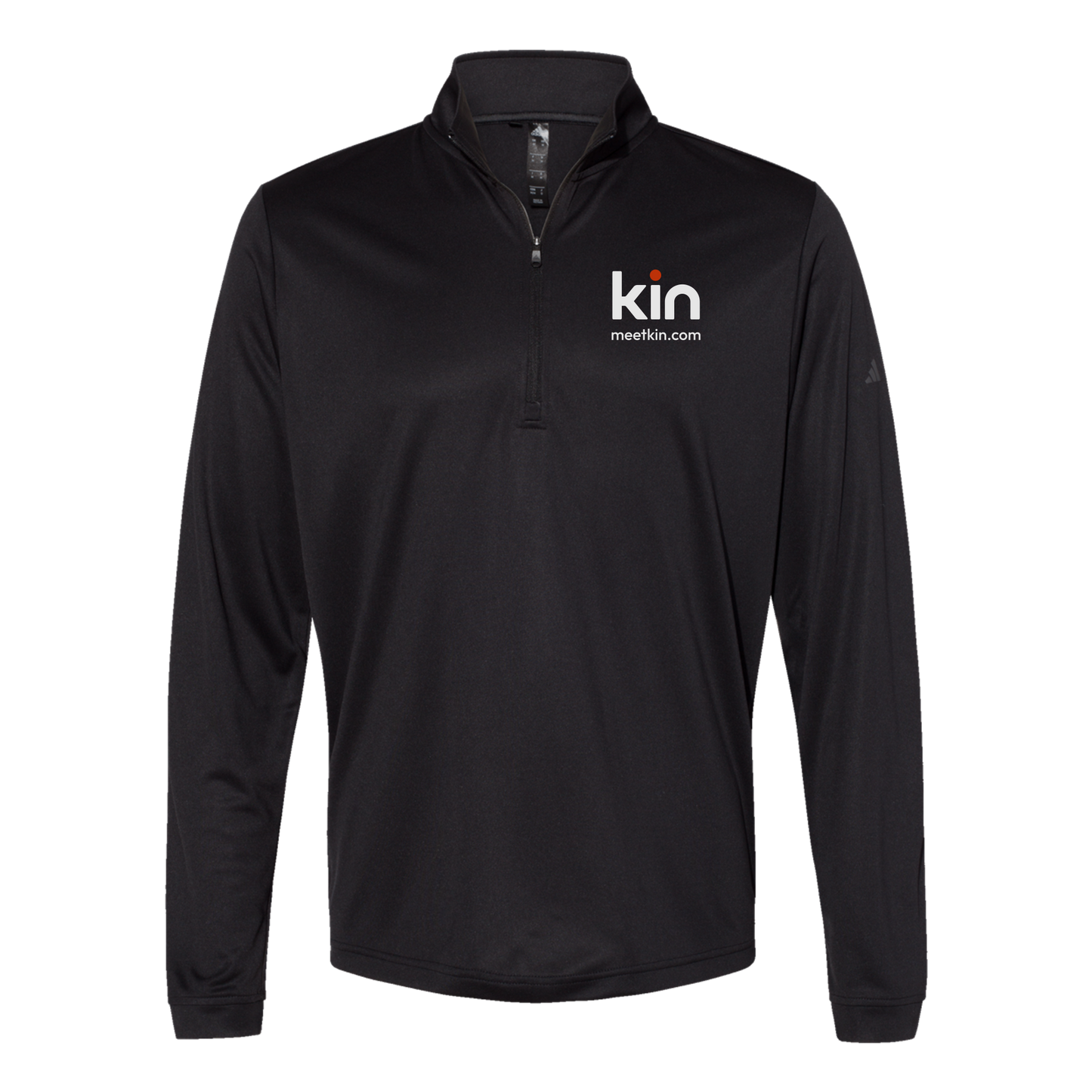 kin-adidas-quarter-zip-embroidery-leftchest-A401-black-flat-front