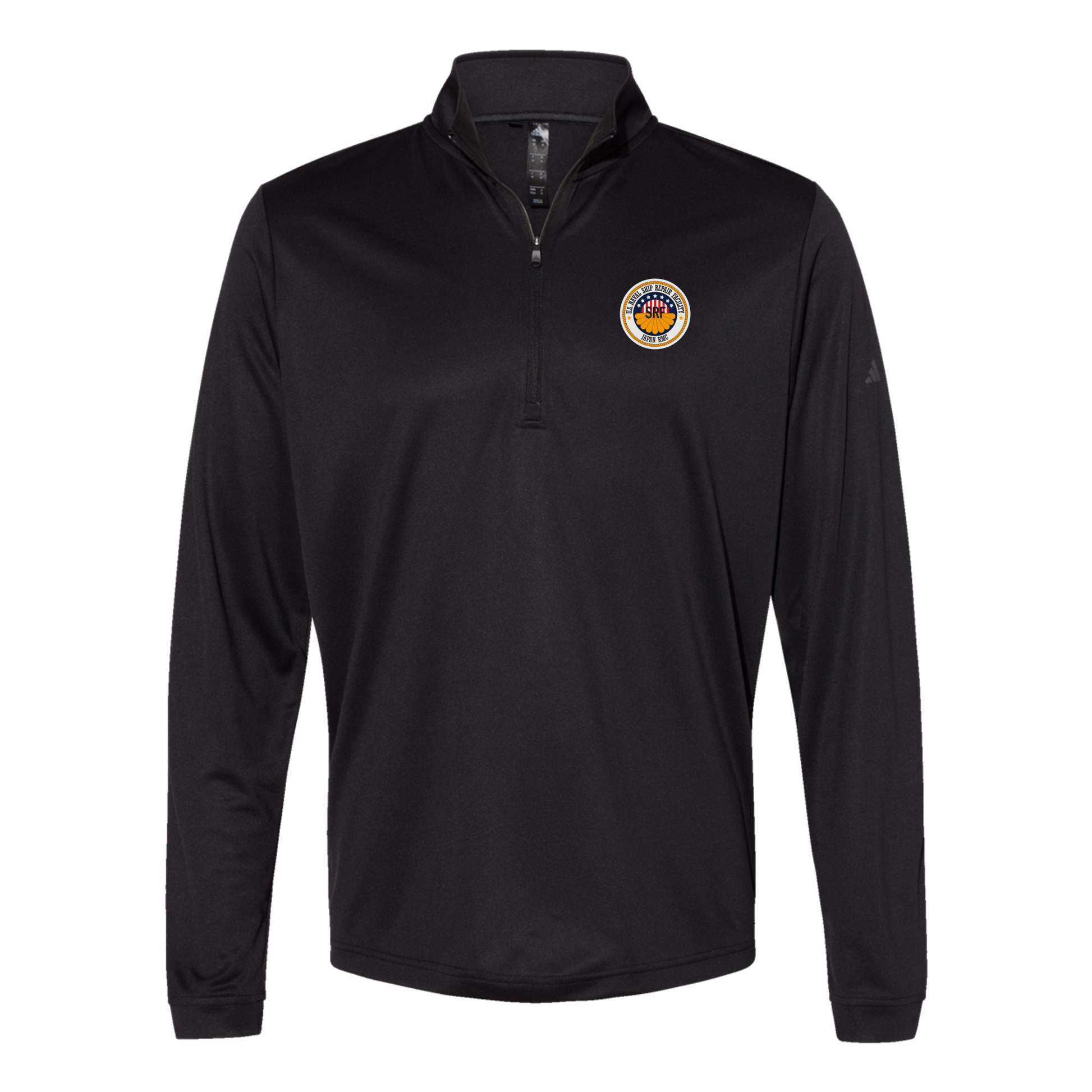 srf-jrmc-adidas-quarter-zip-embroidery-leftchest-A401-black-flat-front