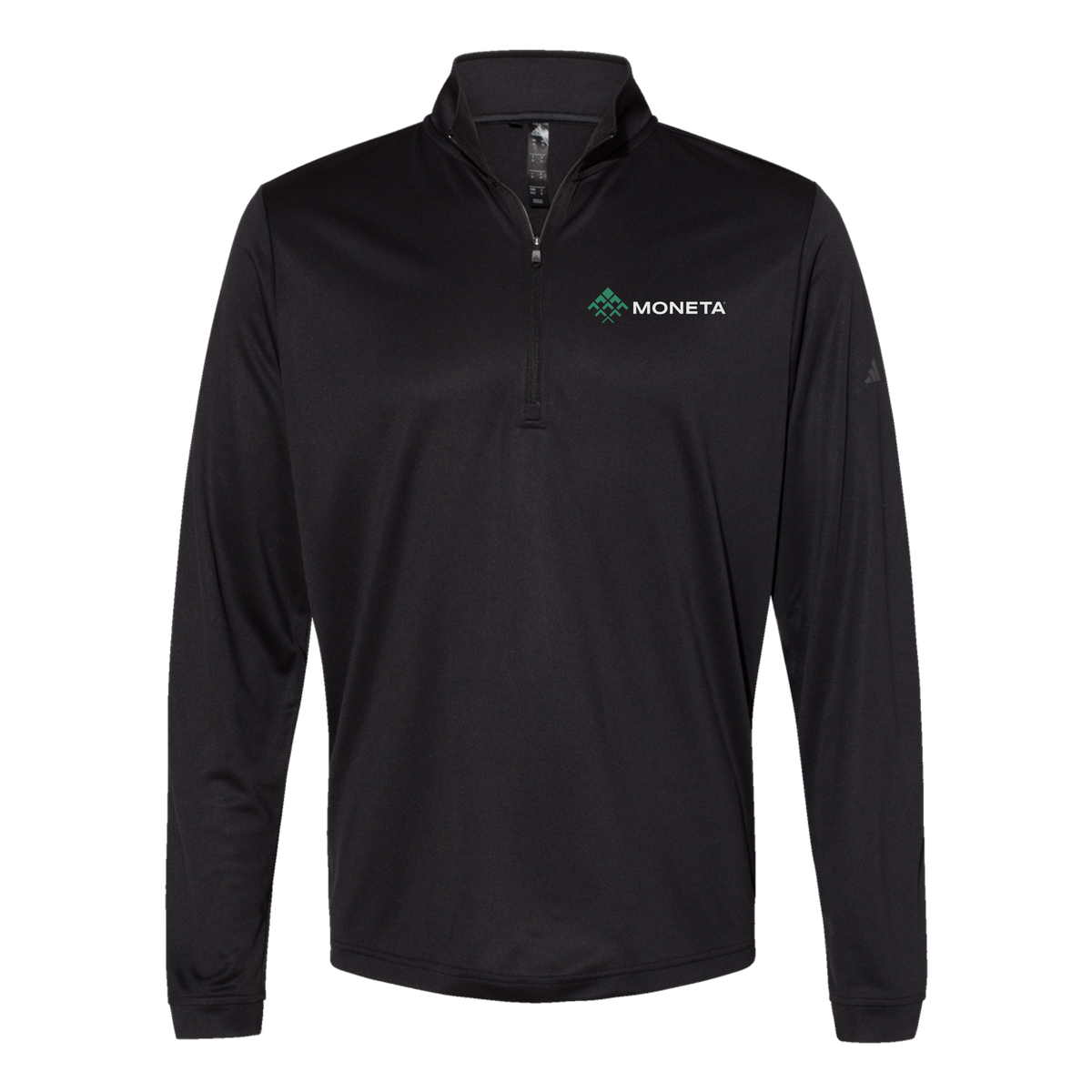 monetagroup-adidas-quarter-zip-embroidery-leftchest-A401-black-flat-front