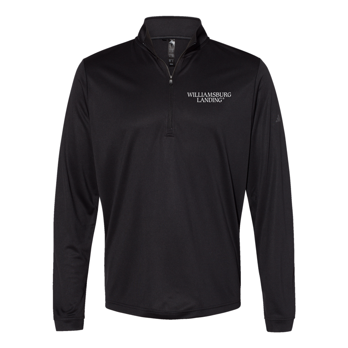 williamsburglanding-adidas-quarter-zip-embroidery-leftchest-A401-black-flat-front