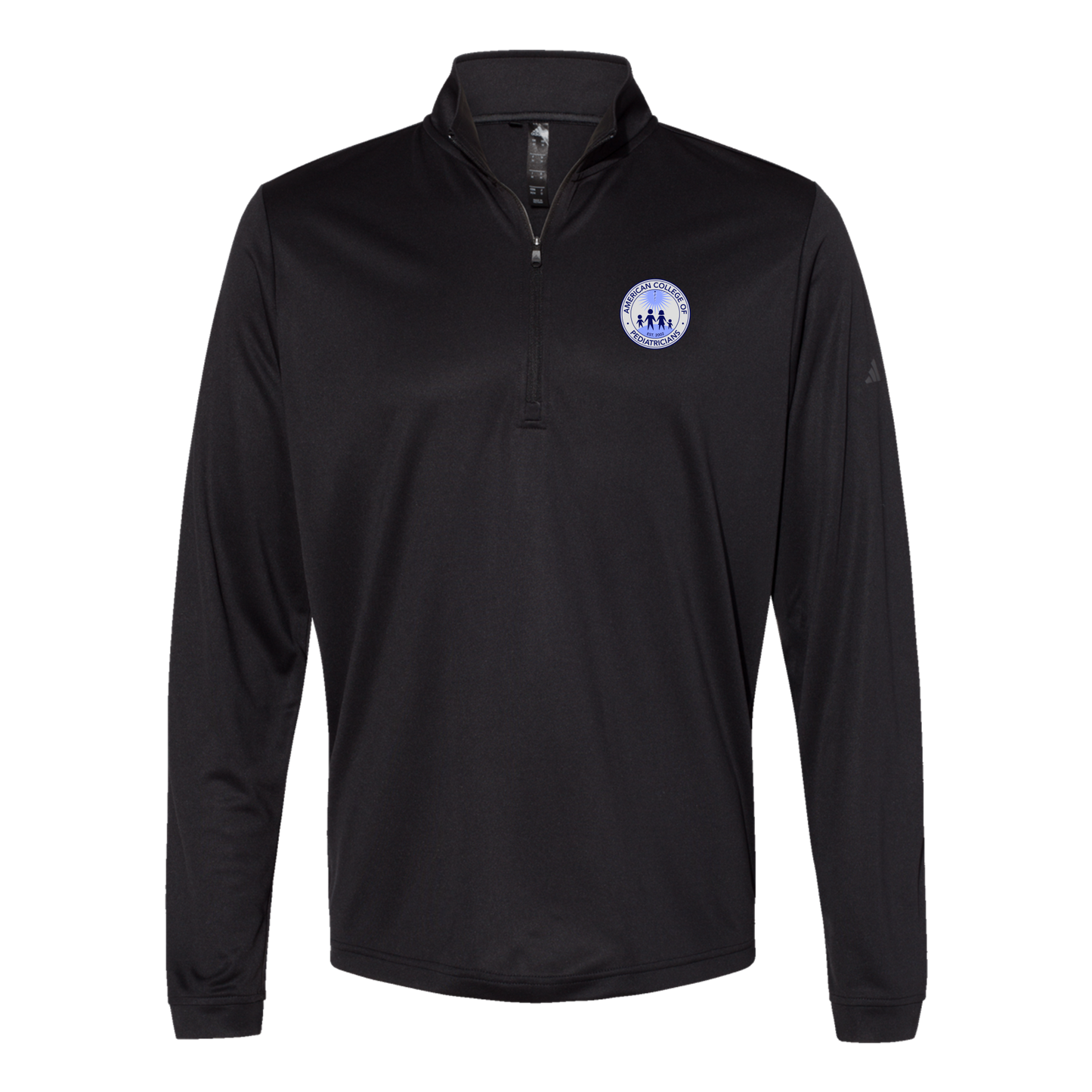 acpeds-adidas-quarter-zip-embroidery-leftchest-A401-black-flat-front