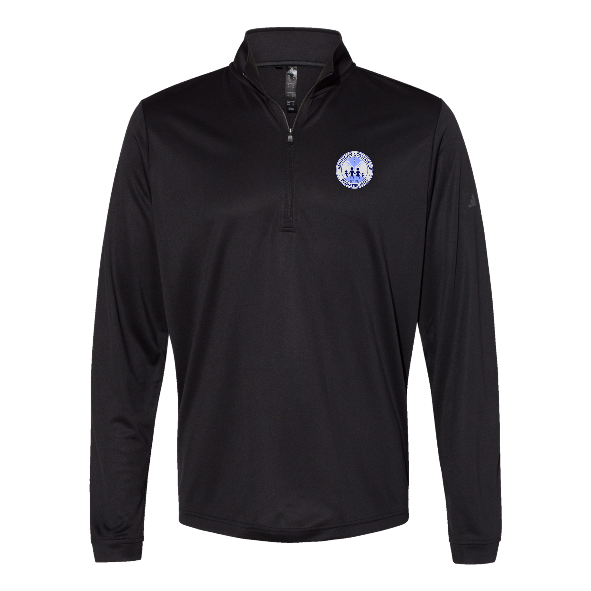 acpeds-adidas-quarter-zip-embroidery-leftchest-A401-black-flat-front