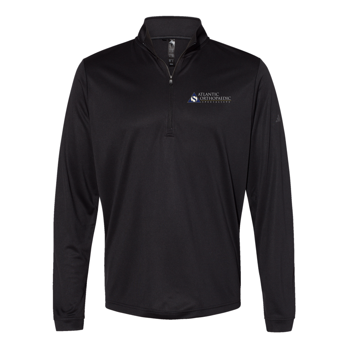 atlanticortho-adidas-quarter-zip-embroidery-leftchest-A401-black-flat-front
