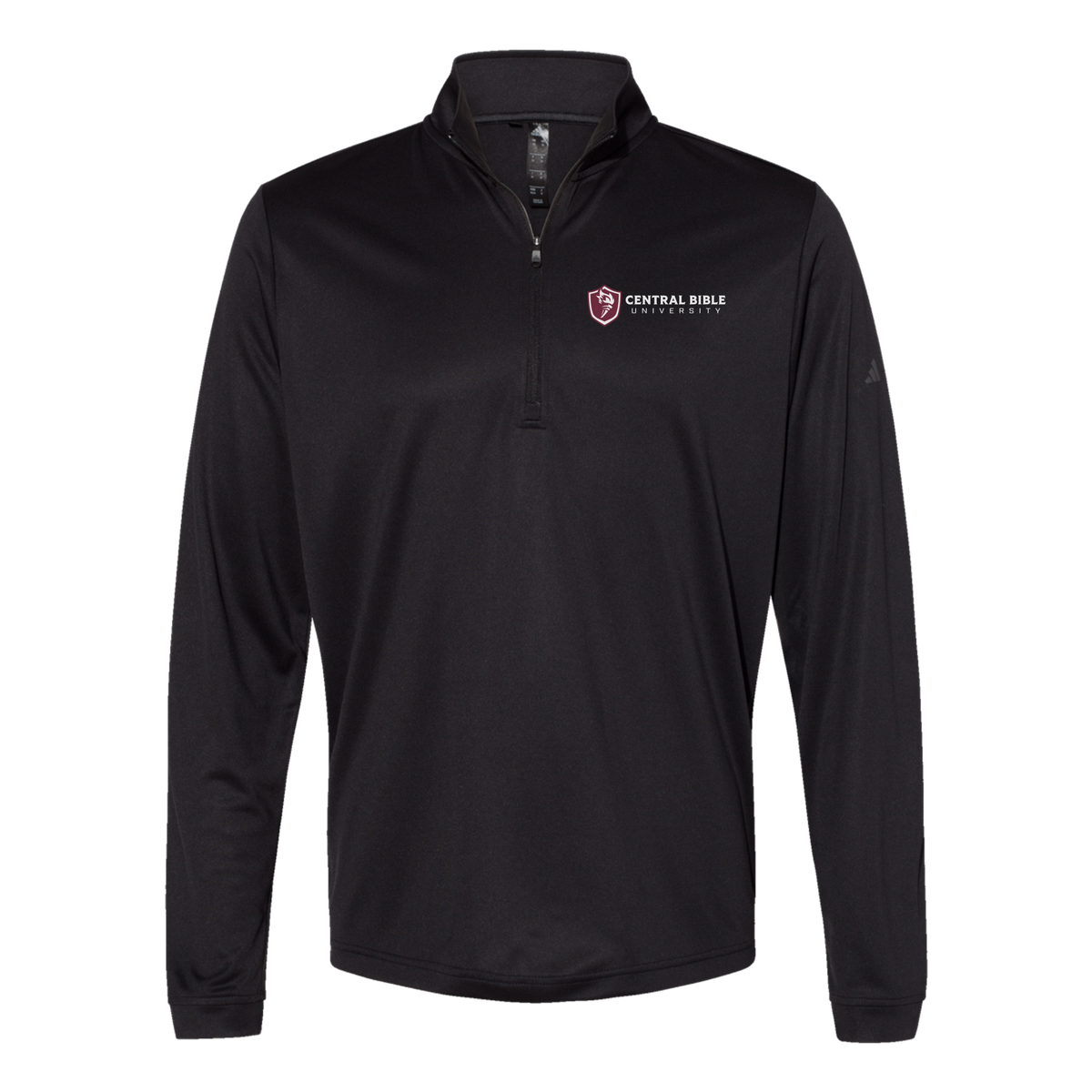 centralbible-adidas-quarter-zip-embroidery-leftchest-A401-black-flat-front
